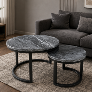 Blauw Marmer Salontafel Rond