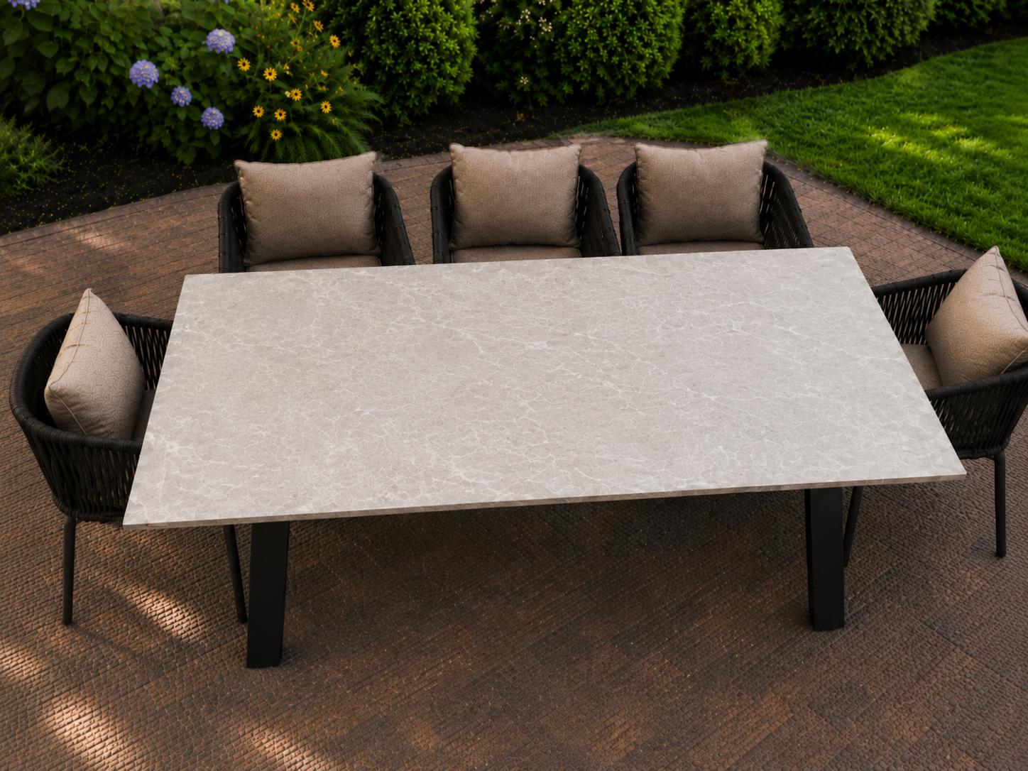 Apollp white kwartsiet Tuintafel (bovenaanzicht)