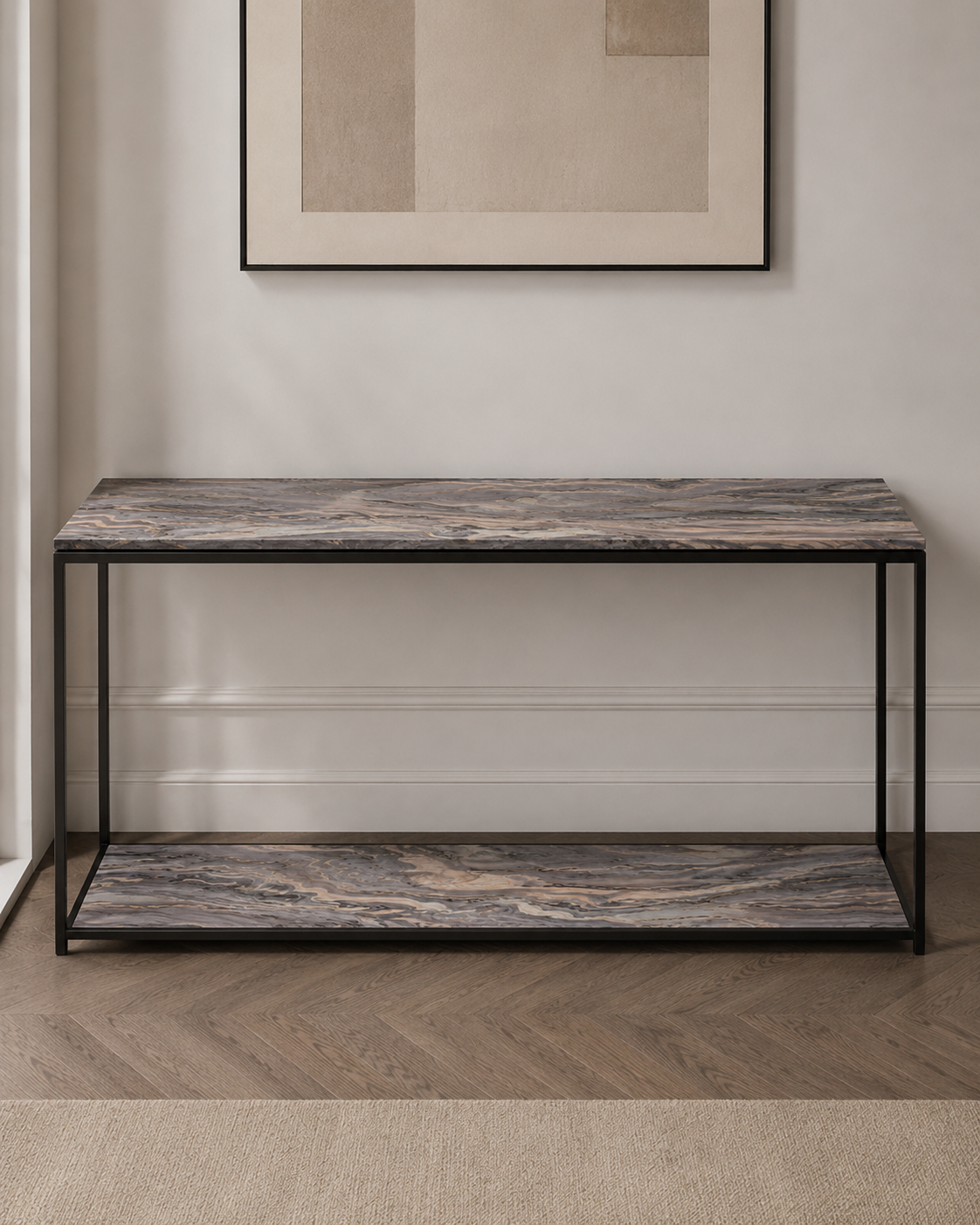 Explosion Blue Kwartsiet Sidetable op maat (bovenaanzicht)