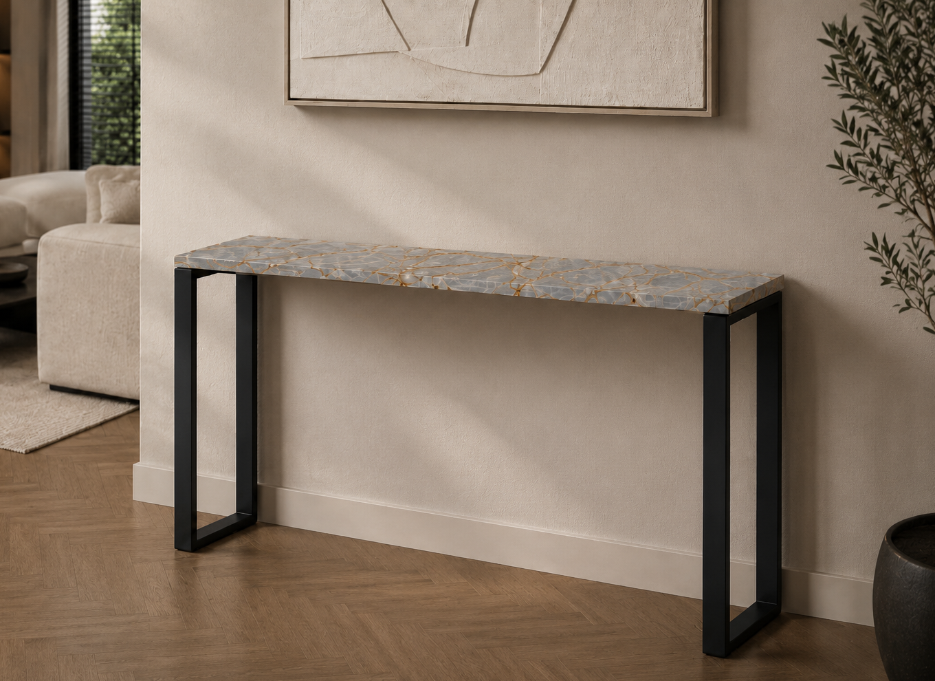 Blue roma kwartsiet sidetable op maat