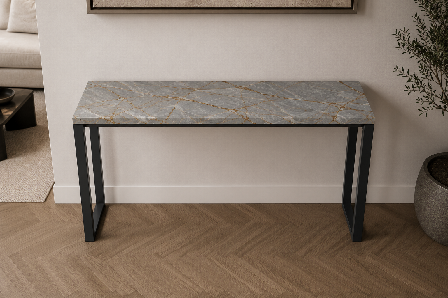 Blue roma kwartsiet sidetable op maat (bovenaanzicht)
