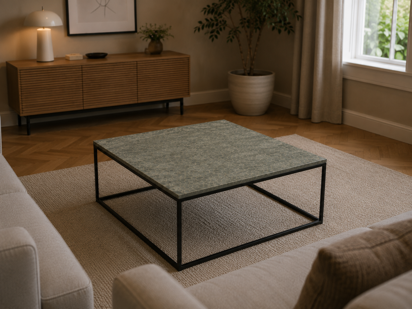 Jade Green Kwartsiet salontafel op maat