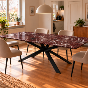 Rosso Levanto marmer eettafel