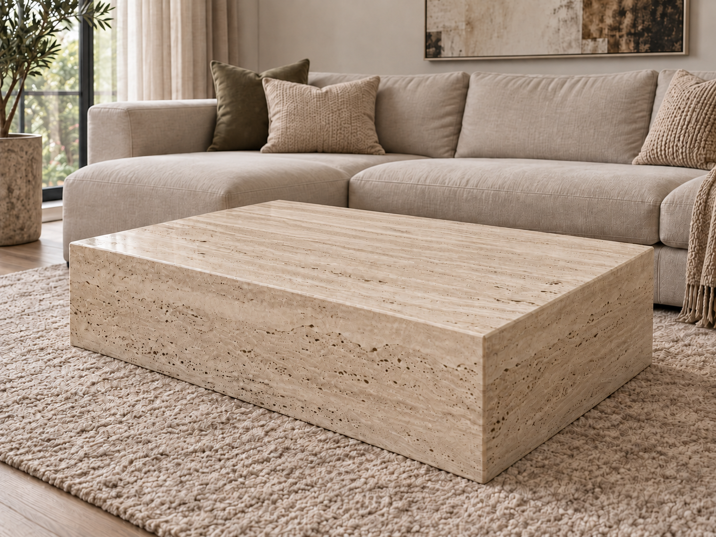Travertin Bloktafel Salontafel