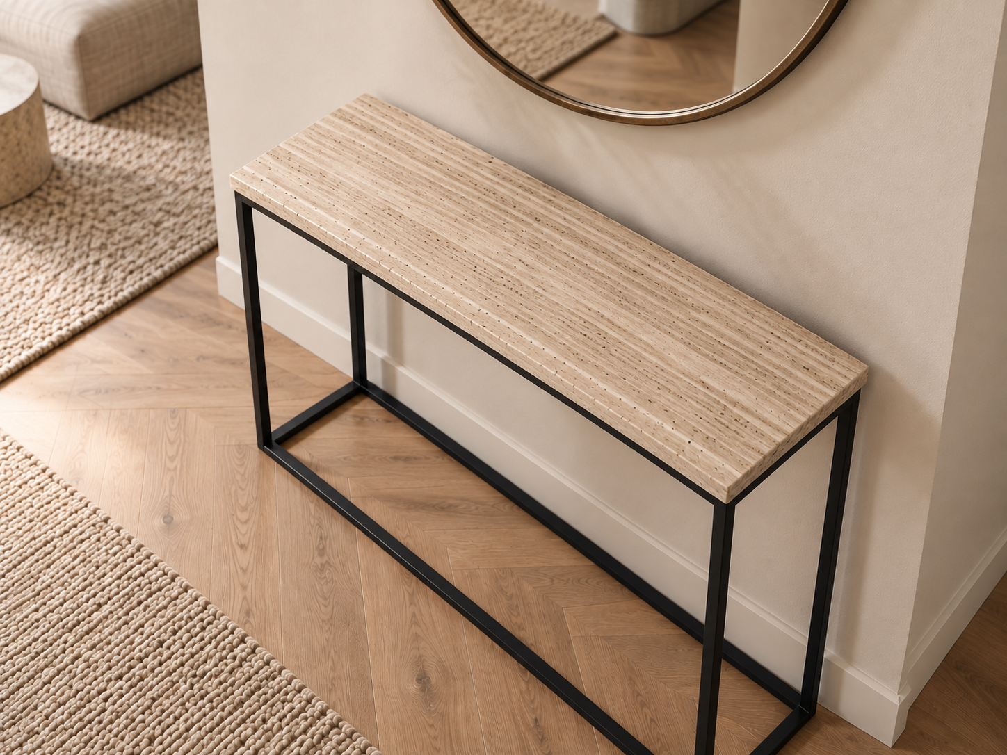 Travertin Sidetable Bovenaanzicht