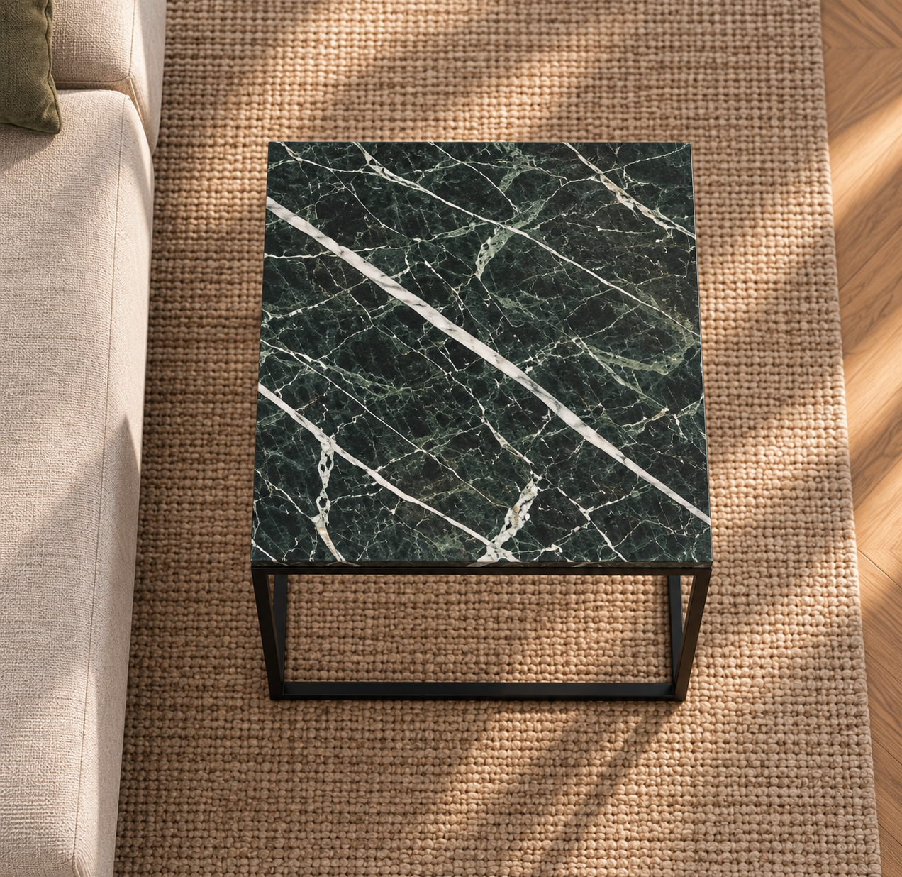 Veria Green Marmer Bijzettafel Bovenaanzicht